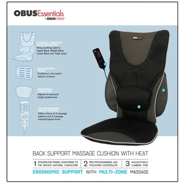 OBUSFORME Backrest Support Driver's Seat Cushion with Heat and Massage